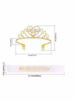 Excefore Graduation Satin Sash Crown Tiara Kit,Glittered Metal Graduation Princess Grad Crown Tiara and Graduated Sash,Great Gifts for Graduation Party Decorations...  - Image 2