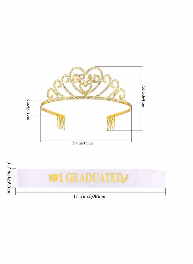 Excefore Graduation Satin Sash Crown Tiara Kit,Glittered Metal Graduation Princess Grad Crown Tiara and Graduated Sash,Great Gifts for Graduation Party Decorations...  - Image 2