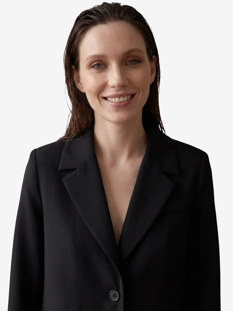 My Fashion Black MY FASHION Shawl Collar Button Blazer Jacket for Women | Best Price UAE