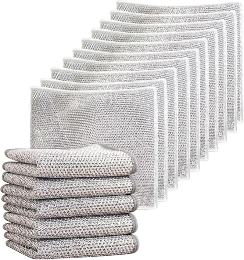 GALER 20PCS Multipurpose Wire Dishwashing Rags for Wet and Dry, Reusable Kitchen Cleaning Wire Dish Towels Dish Cloths, Lint Free Duster Cloth, Multifunctional Non-Scratch Wire Dishcloth for Kitchen