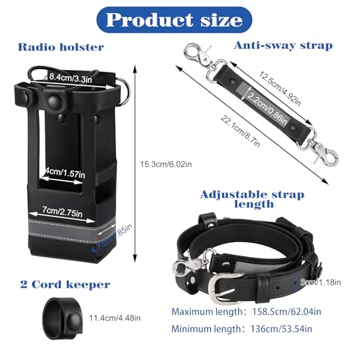 abcGoodefg Leather Firefighter Radio Strap and Holder, Reflective Leather Radio Holster Set with Anti-sway Strap, Cord Keepers Compatible with Motorola APX 6000/6000XE/8000/8000XE - Image 3