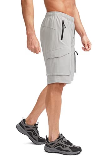 Bikewa Men's Mountain Bike Shorts 3D Padded Lightweight Biking Riding Cycling Bicycle Loose-fit Biker Shorts Zipper Pockets Light Grey X-Large - Image 2