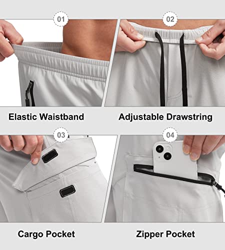 Bikewa Men's Mountain Bike Shorts 3D Padded Lightweight Biking Riding Cycling Bicycle Loose-fit Biker Shorts Zipper Pockets Light Grey X-Large - Image 5