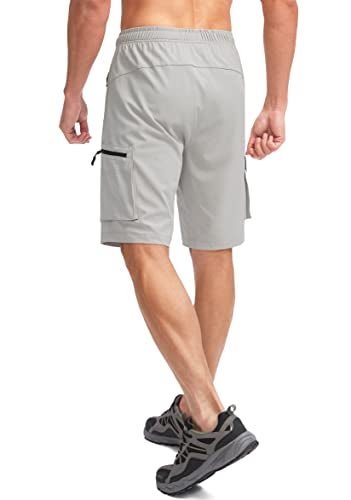 Bikewa Men's Mountain Bike Shorts 3D Padded Lightweight Biking Riding Cycling Bicycle Loose-fit Biker Shorts Zipper Pockets Light Grey X-Large - Image 3