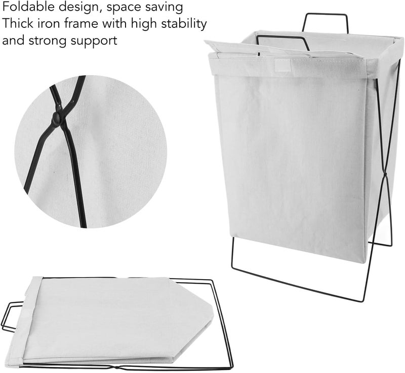 Collapsible Laundry Hamper Durable Iron Frame Standing Tall Ample Capacity for Laundry Room Organization Cloth (L) - Image 3