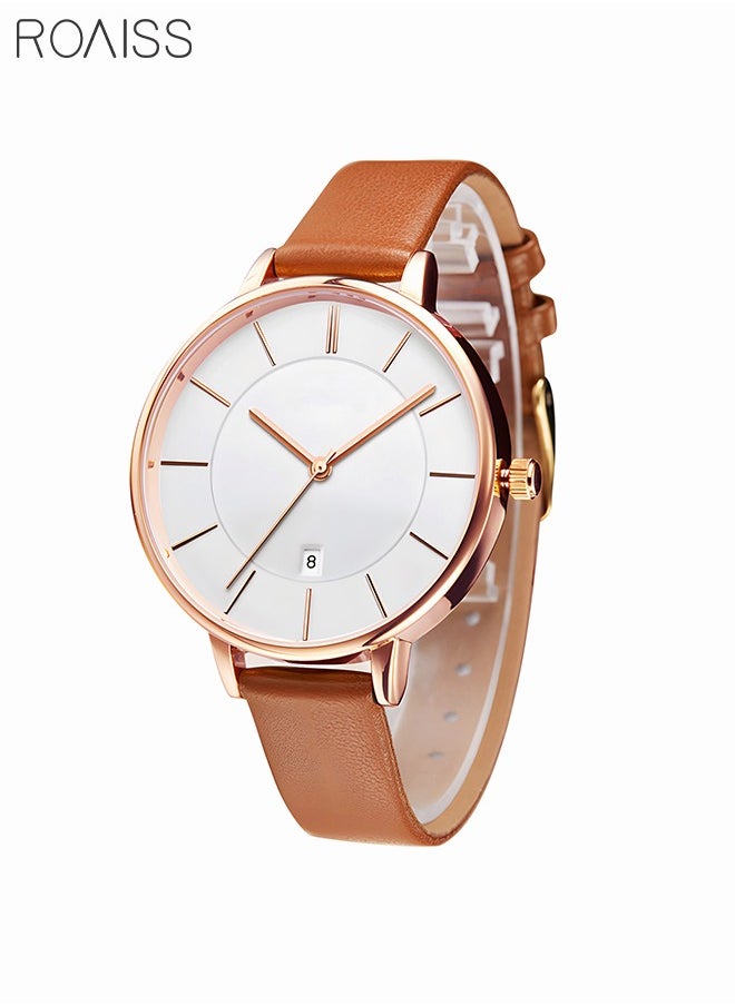 roaiss - Men's Ultra Thin Watches Minimalist Analog Quartz Leather Strap Fashion Casual Date Watch Waterproof Wrist Watch - Image 1
