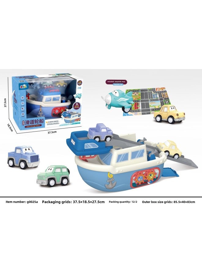 Children's Play Home Educational Vehicles Scene Toys Music Deformation Yacht Ship Toy Set Wholesale-Color:G0025A Music Slide Steamship ]  - Image 1