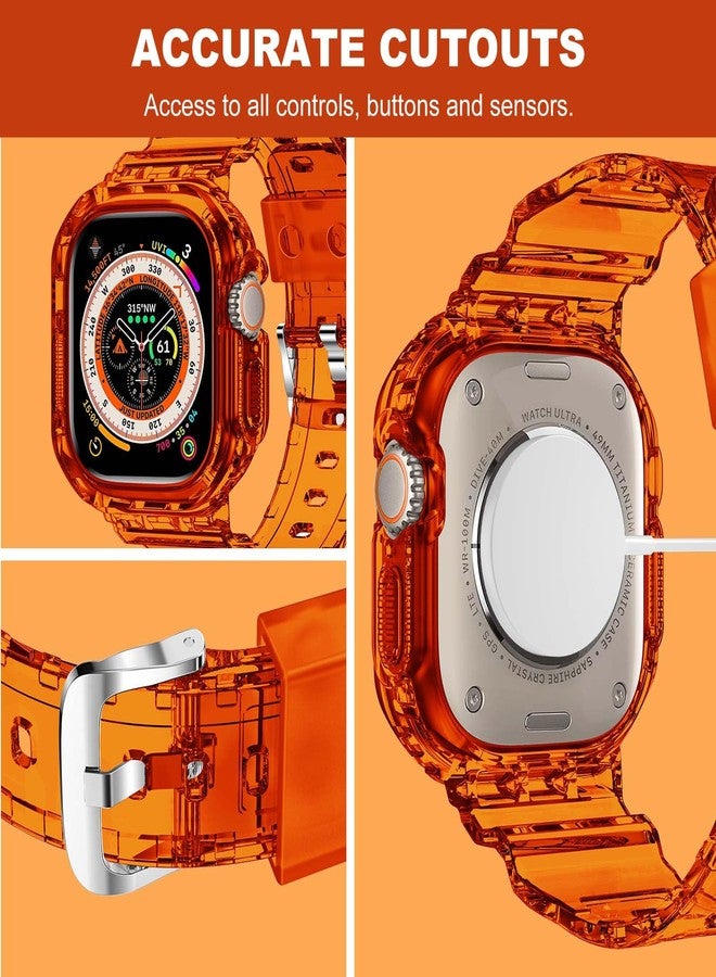 XYF Compatible for Crystal Clear Apple Watch Bands, 41mm 40mm 38mm Bumper Case for Men Women Jelly Sport Cover Strap for iWatch Ultra 2/1 Series 10 9 8 7 SE 6 5 4 3 2 1 (ClearBrown, 38/40/41) - Image 4