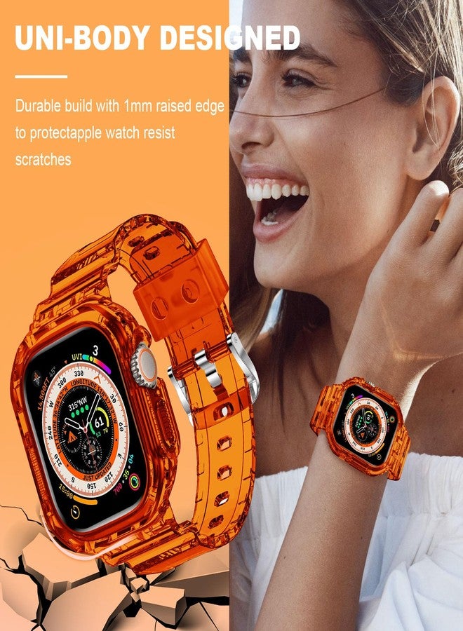 XYF Compatible for Crystal Clear Apple Watch Bands, 41mm 40mm 38mm Bumper Case for Men Women Jelly Sport Cover Strap for iWatch Ultra 2/1 Series 10 9 8 7 SE 6 5 4 3 2 1 (ClearBrown, 38/40/41) - Image 5