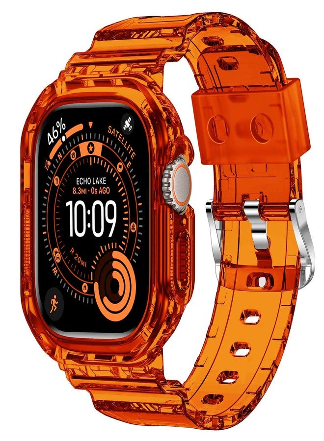 XYF Compatible for Crystal Clear Apple Watch Bands, 41mm 40mm 38mm Bumper Case for Men Women Jelly Sport Cover Strap for iWatch Ultra 2/1 Series 10 9 8 7 SE 6 5 4 3 2 1 (ClearBrown, 38/40/41) - Image 1