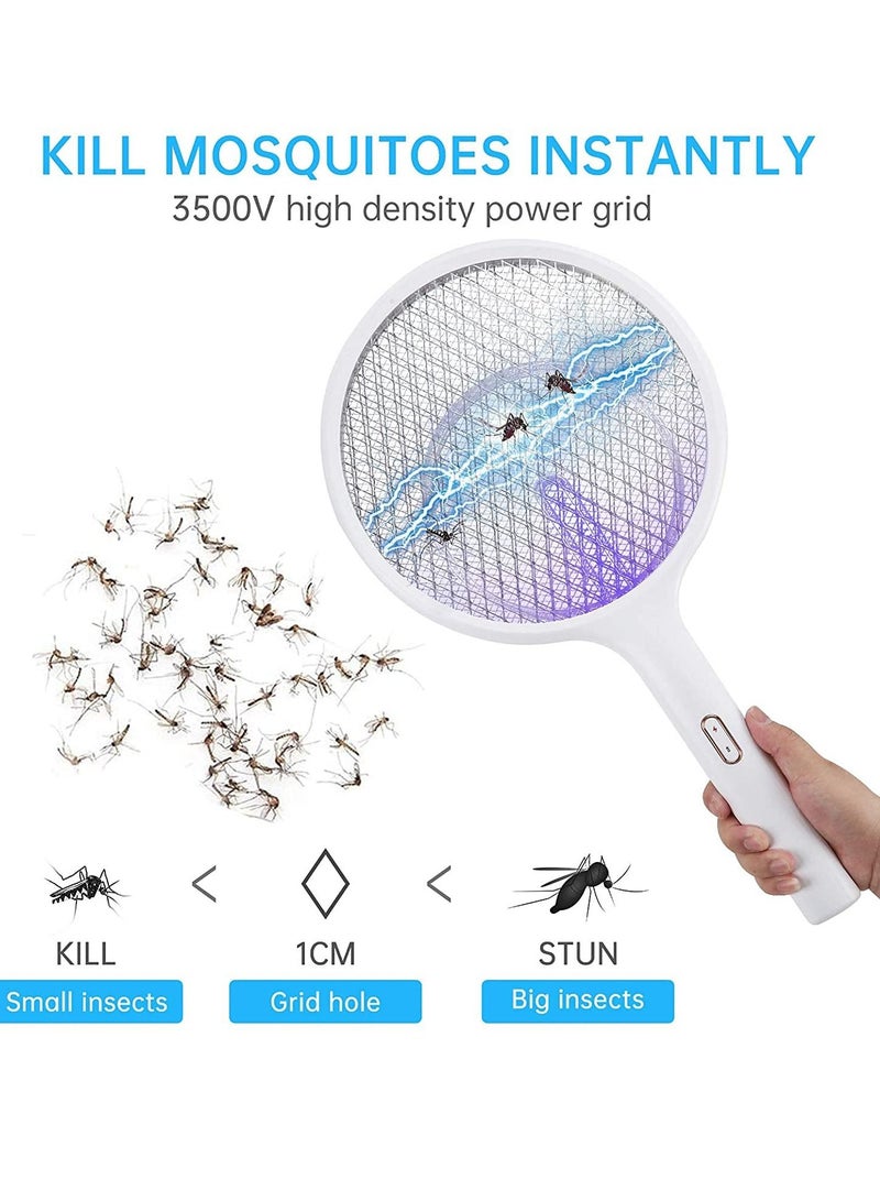 SYOSI Electric Fly Swatter Racket 1 Pack, 3 in 1 Mosquito Zapper Killer Lamp & Racquet, USB Rechargeable Fly Zapper Indoor Killer for Home and Outdoor Powerful Grid 3-Layer Mesh, Home, Bedroom - Image 4