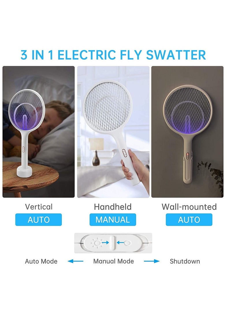 SYOSI Electric Fly Swatter Racket 1 Pack, 3 in 1 Mosquito Zapper Killer Lamp & Racquet, USB Rechargeable Fly Zapper Indoor Killer for Home and Outdoor Powerful Grid 3-Layer Mesh, Home, Bedroom - Image 2