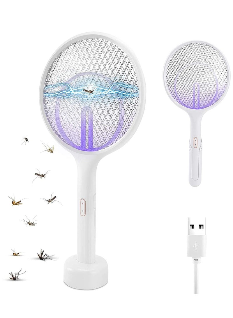 SYOSI Electric Fly Swatter Racket 1 Pack, 3 in 1 Mosquito Zapper Killer Lamp & Racquet, USB Rechargeable Fly Zapper Indoor Killer for Home and Outdoor Powerful Grid 3-Layer Mesh, Home, Bedroom - Image 1