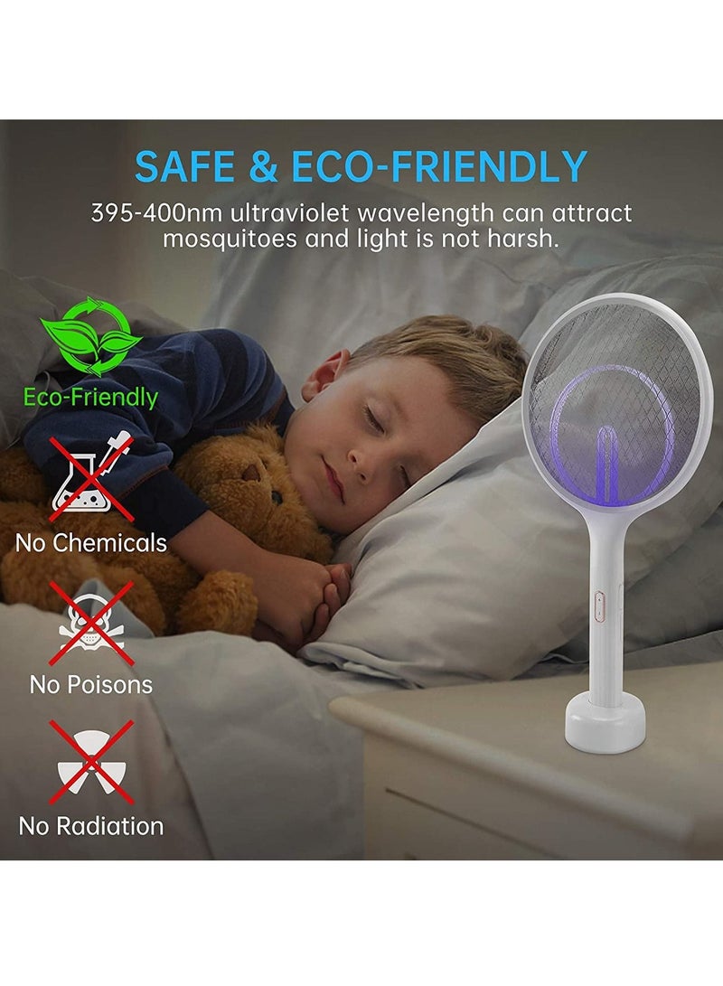 SYOSI Electric Fly Swatter Racket 1 Pack, 3 in 1 Mosquito Zapper Killer Lamp & Racquet, USB Rechargeable Fly Zapper Indoor Killer for Home and Outdoor Powerful Grid 3-Layer Mesh, Home, Bedroom - Image 5