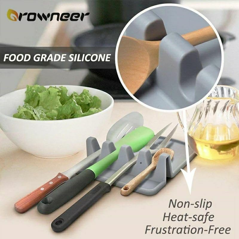 GROWNEER حامل أدوات المطبخ البلاستيكي بـ 4 فتحات للملاعق والشوك والعيدان - Image 3