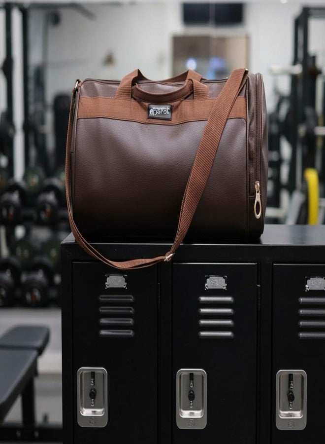 KASRAT Polyester 20 LTR Hand Duffle Bag | Travel Bag for Men | Shoe Compartment for Men and Women | Gym Bags for Women | Sports Bag | Duffle Bags for Travel (Brown) - Image 5