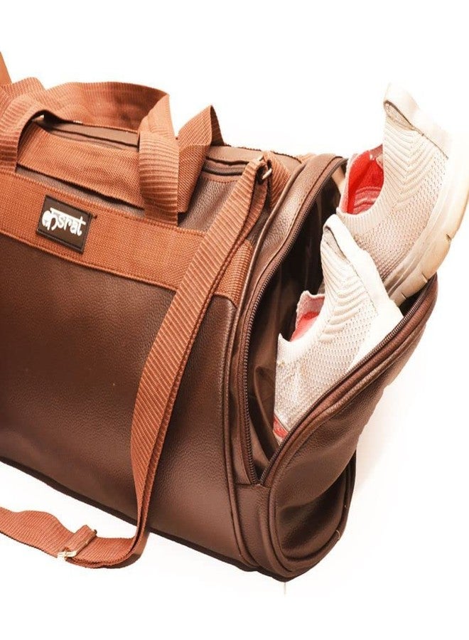 KASRAT Polyester 20 LTR Hand Duffle Bag | Travel Bag for Men | Shoe Compartment for Men and Women | Gym Bags for Women | Sports Bag | Duffle Bags for Travel (Brown) - Image 4