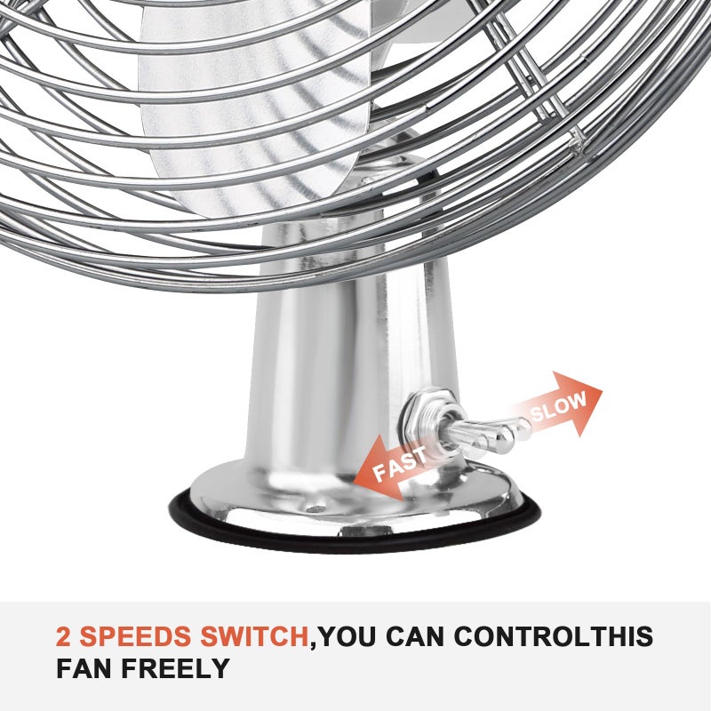 CRAFTZONE 12V Fan RV|Truck Cooling Heavy Duty 8" Metal Car Fan Bus|Boat|Forklift|Car|Camper|Lawn|Mower|Tractor 2-Speed Silver - Image 5