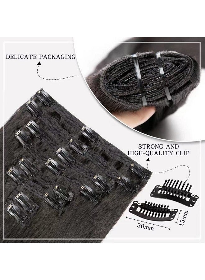 Amethyst Clip In Hair Extensions Real Human Hair For Black Women 120G 100% Unprocessed Brazilian Virgin Hair 20 Inch Natural Black Straight Remy Human Hair Extensions 8 Pcs Per Set With 18 Clips - Image 4