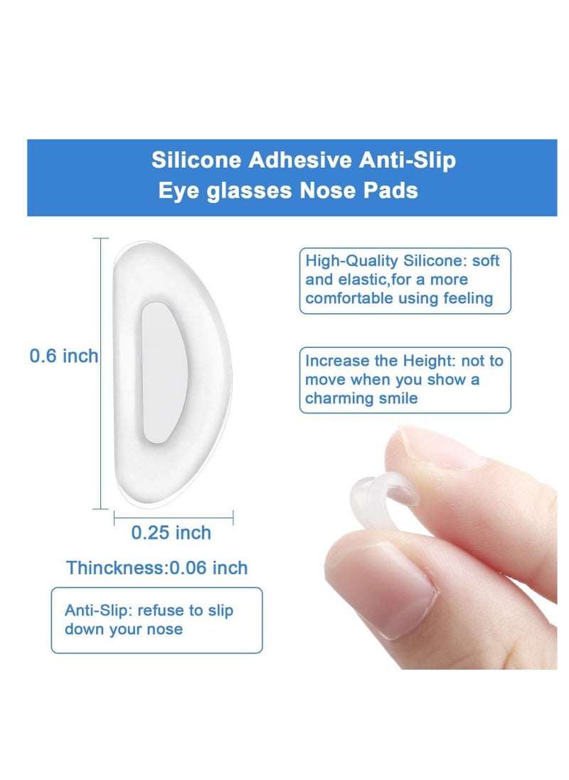 SYOSI - 12 Pairs Silicone Nose Pads for Glasses, Stick on Nose Pads, D Shape Adhesive Nose Cushions for Eyeglasses Spectacle Reading Glasses Sunglasses, Transparent, 15 x 6 x 1.5 mm - Image 1