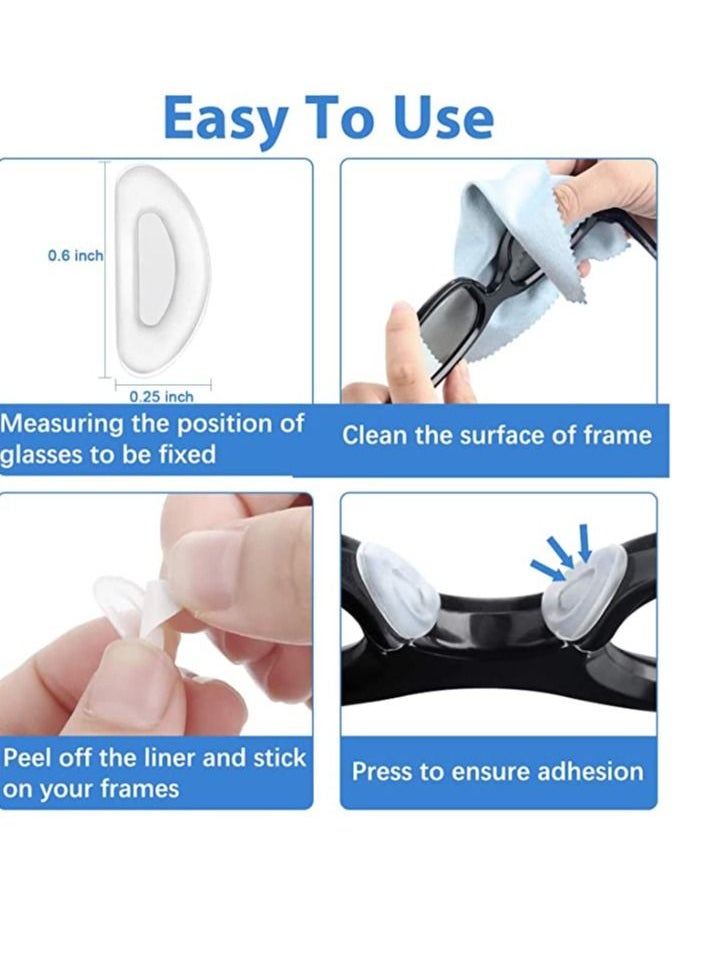 SYOSI - 12 Pairs Silicone Nose Pads for Glasses, Stick on Nose Pads, D Shape Adhesive Nose Cushions for Eyeglasses Spectacle Reading Glasses Sunglasses, Transparent, 15 x 6 x 1.5 mm - Image 1