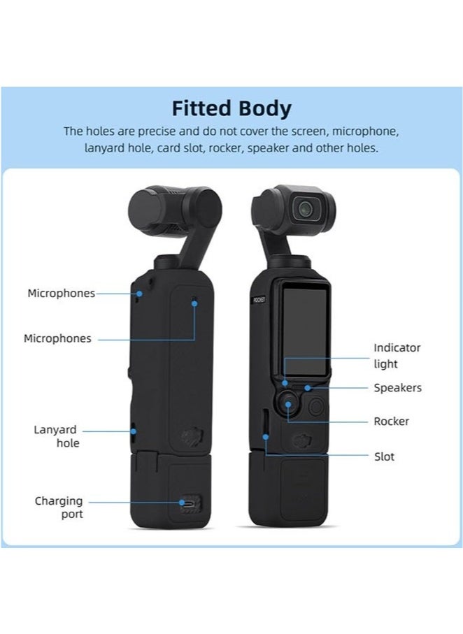 Arabest DJI OSMO Pocket 3 Accessory Kit, Silicone Protective Case Cover, Tempered Glass Screen Protector, Lens Protector  - Image 3