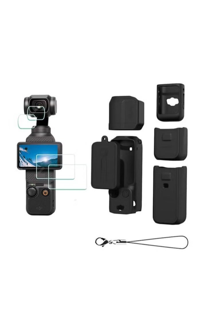 Arabest Pocket 3 Accessory Kit, Silicone Protective Case Cover, Tempered Glass Screen Protector, Lens Protector - Image 1