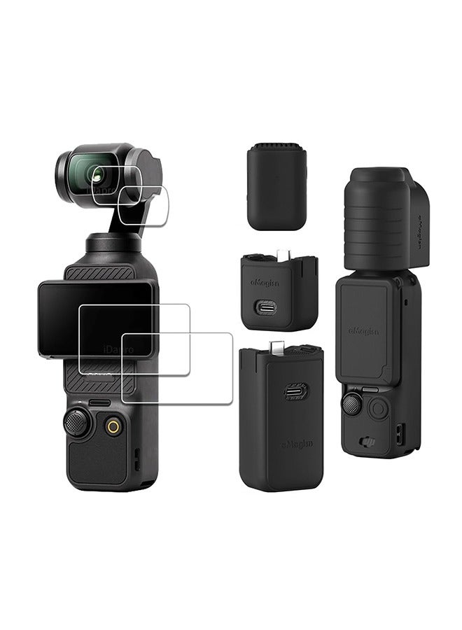 عربست مجموعة ملحقات  Pocket 3، غطاء حماية من السيليكون، واقي شاشة من الزجاج المقوى، واقي عدسة - Image 1