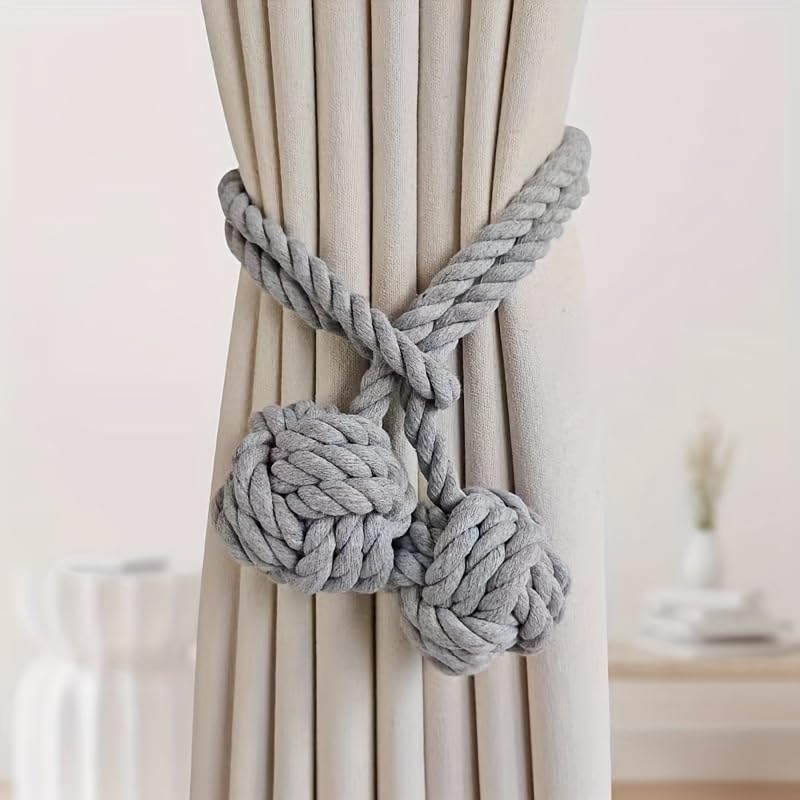 JAZLOG (347121) Style Double Ball Curtain Tie Set in Off White Fancy Designer Wall Tie Curtain Ties Extra Large Living Room Tassel Tie Crystal Tie Elephant Curtain for Tie - Image 3