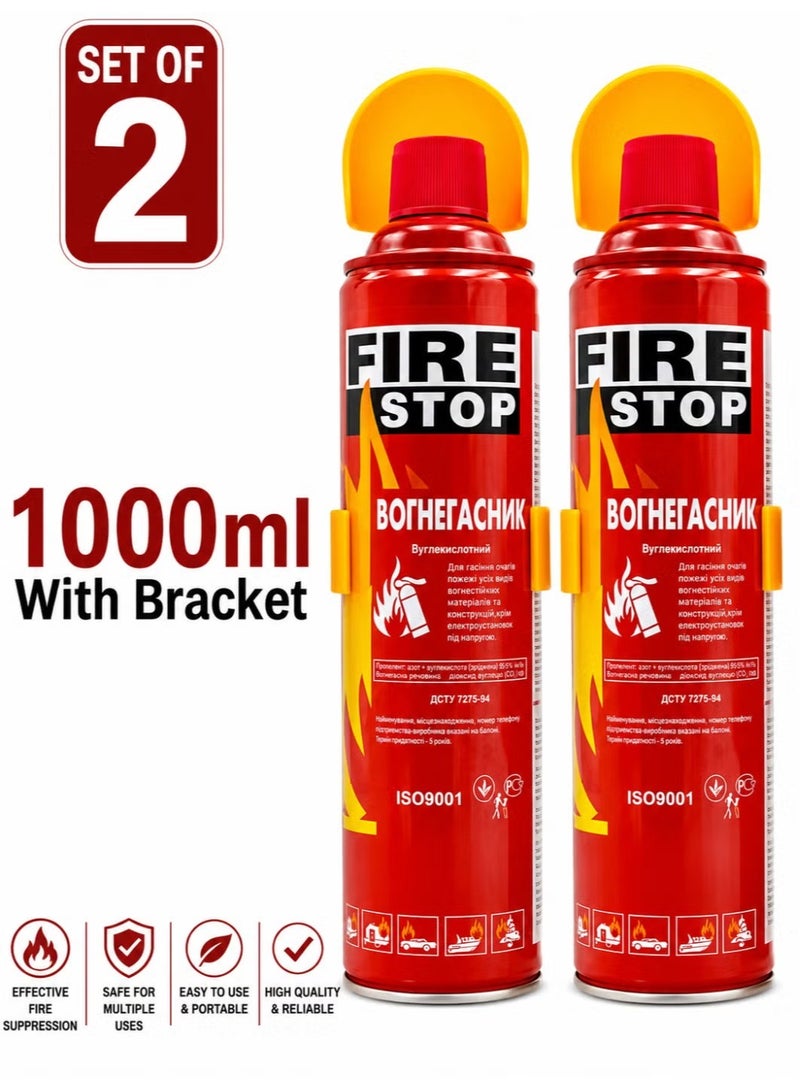 FIRE STOP Fire Extinguisher Foam Spray For Car, Home And Office 1000 mL-2-Pack - Image 1