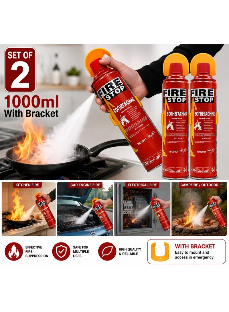 FIRE STOP Fire Extinguisher Foam Spray For Car, Home And Office 1000 mL-2-Pack - Image 4