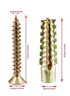 Generic 20PCs Self Tapping Screws and Ribbed Anchors Assortment Screws Kit, Galvanized Surface, Screws Assortment Steel Self Drilling Drywall Anchors Wall Plugs Set for Hollow Wall Hanging or Blinds, 6x32mm  - Image 2