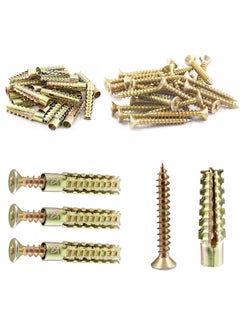 Generic 20PCs Self Tapping Screws and Ribbed Anchors Assortment Screws Kit, Galvanized Surface, Screws Assortment Steel Self Drilling Drywall Anchors Wall Plugs Set for Hollow Wall Hanging or Blinds, 6x32mm  - Image 1