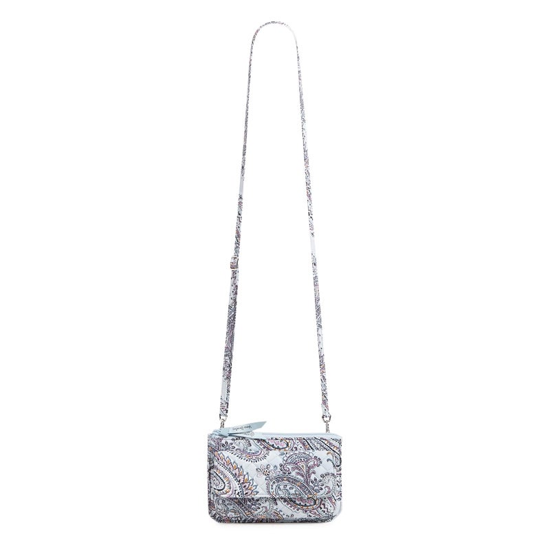 Vera Bradley Women's Cotton Wallet Crossbody Purse with RFID Protection, Soft Sky Paisley, One Size - Image 1