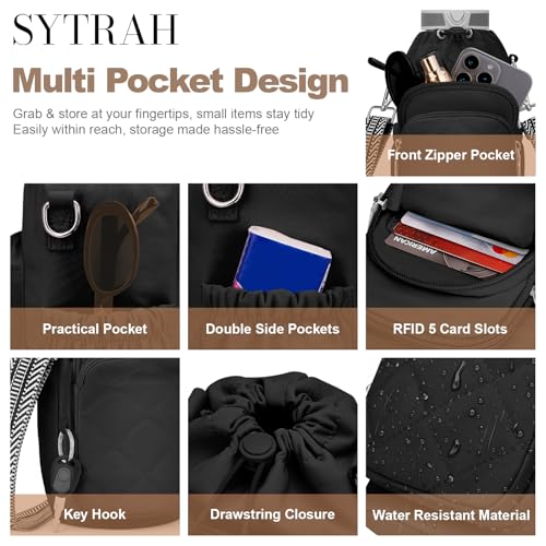SYTRAH Water Bottle Bag Crossbody，Insulated Water Bottle Purse Crossbody Water Bottle Holder with Strap 40 oz, Sling Bag for Walking Hiking, Black - Image 4
