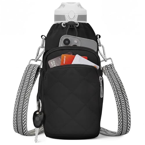 SYTRAH Water Bottle Bag Crossbody，Insulated Water Bottle Purse Crossbody Water Bottle Holder with Strap 40 oz, Sling Bag for Walking Hiking, Black - Image 1