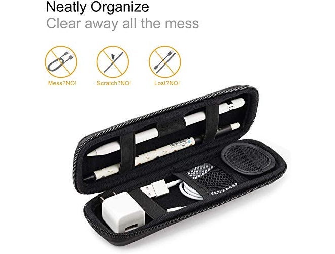 Handcuffs Portable Leather Case Holder For Apple Pencil Premium Carrying Case For Stylus Ipad Pro Pen Pencil Samsung Huawei Apple Pen Accessories Usb Cable Earphone Fountain Pen (Black) - Image 5