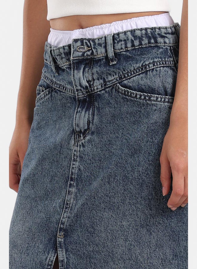 Carina Denim Maxi Skirt with Slit - Image 5