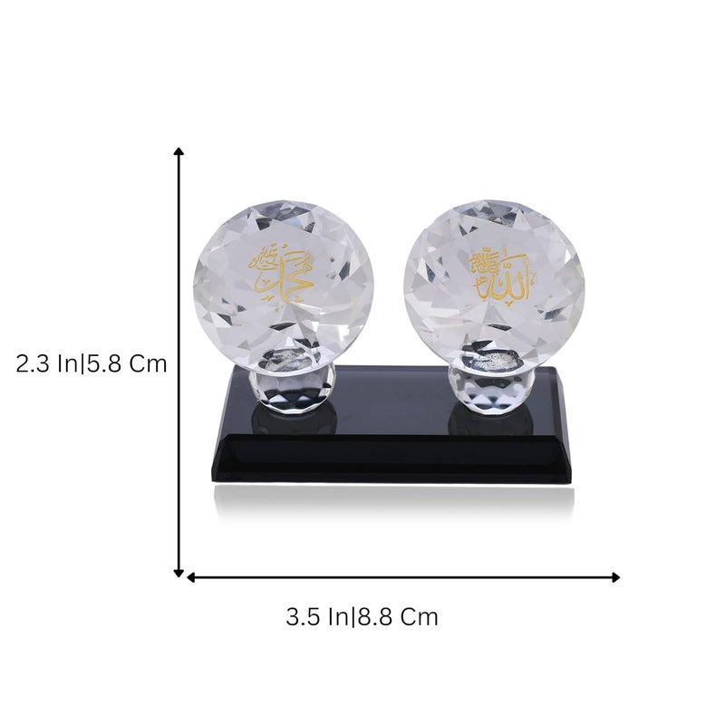 CHUNGROO KhwajaDarbar Crystal Table Top Decor with GoldenPrinted Holy Name Allah and Mohammed Islamic Muslim Collectible Gift - Image 3