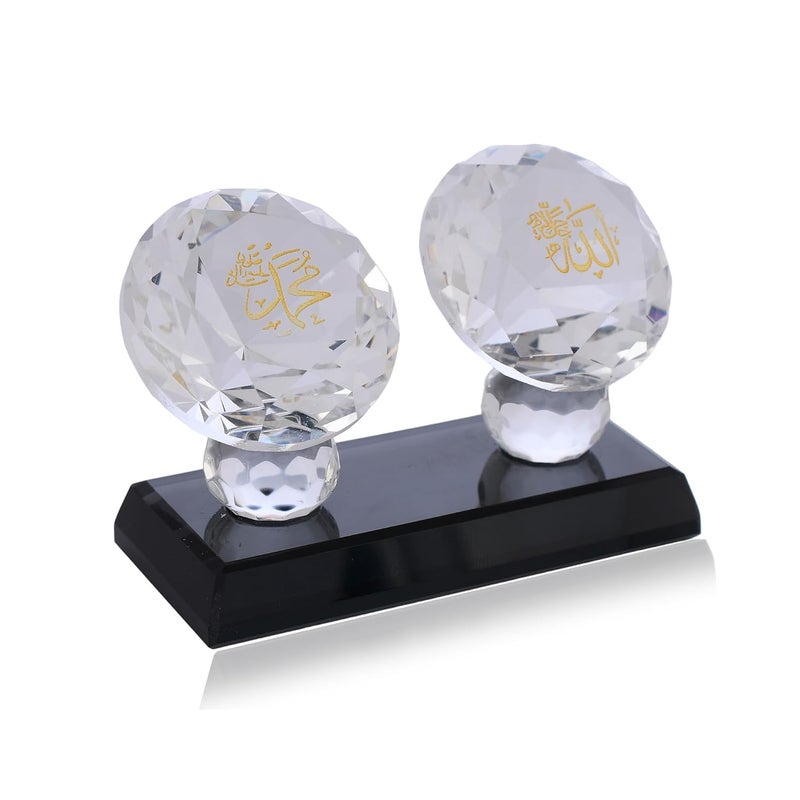 CHUNGROO KhwajaDarbar Crystal Table Top Decor with GoldenPrinted Holy Name Allah and Mohammed Islamic Muslim Collectible Gift - Image 4