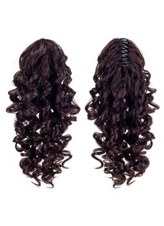 SWACC SWACC 12-Inch Short Screw Curls Claw Clip Ponytail Extensions Synthetic Clip in Drawstring Curly Ponytail Hairpiece Jaw Clip Hair Extension (Dark Brown-4#)  - Image 1
