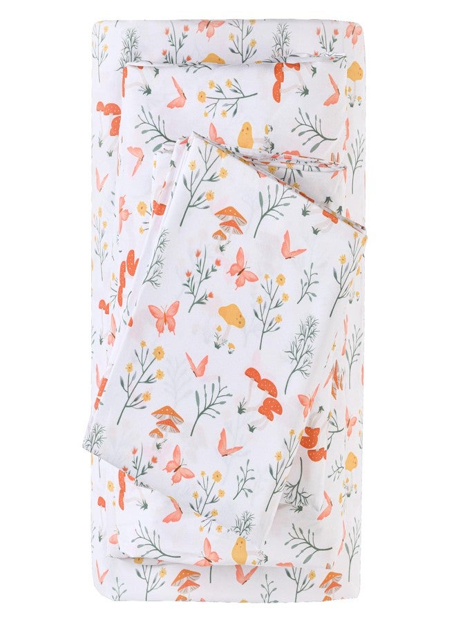 Viviland Mushroom Twin Sheet Set - 4 Piece Vintage Butterfly Flower Patterned Bed Sheets - Soft, Breathable Microfiber Floral Sheets with Deep Pocket, Non-Slip Fitted Sheets & Pillowcases - Image 1