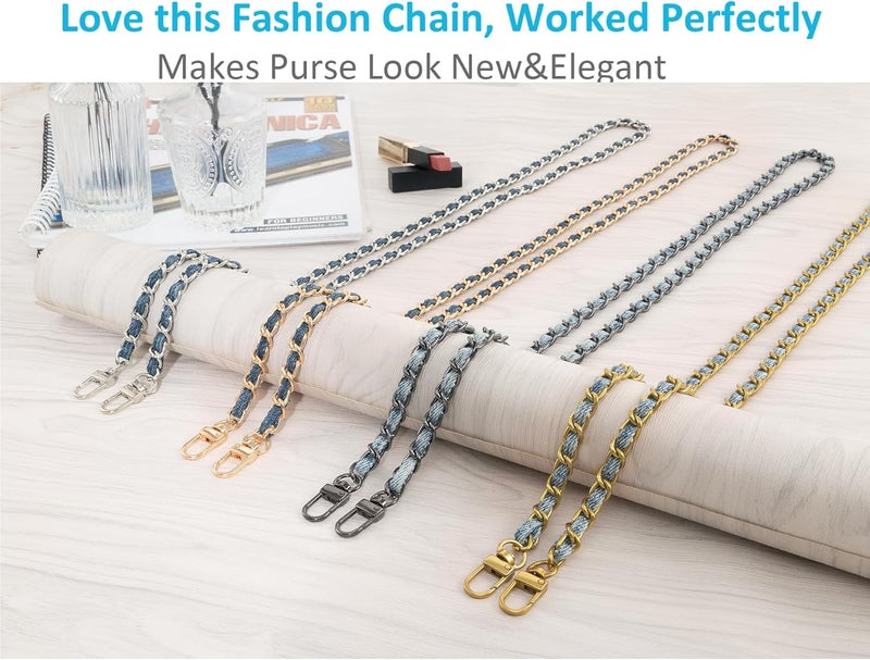 UTreers Purse Chain Strap Crossbody Bag Chains Strap Handbag Chain Replacement Leather Chain Straps 47.2" - Image 3