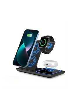 3 In 1 Fast Charging Station, Folding Wireless Charger Stand For IPhone 14, 13, 12, 11/Pro/Max/Mini/Plus, X, XR, XS/Max, SE, 8/Plus, For IWatch 1-8, For Airpods 3/2/Pro