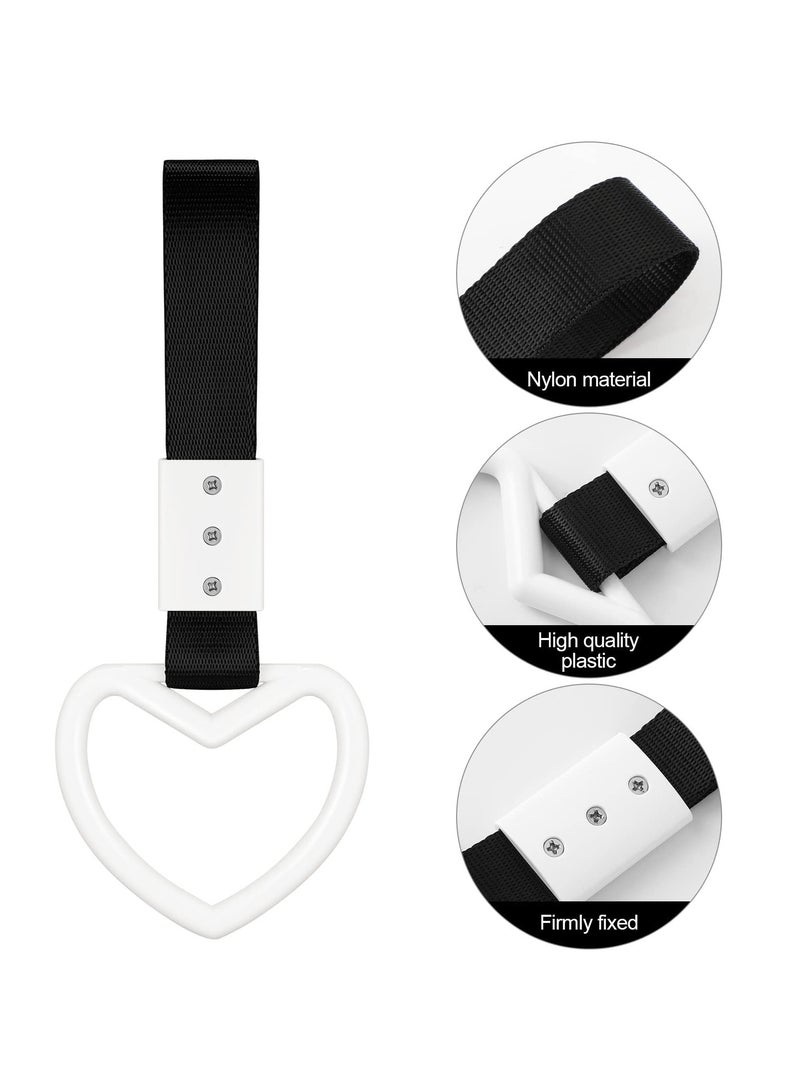 SYOSI 4 Pieces Heart-shaped Rings Car Handle Straps, Car Decor Car Handle Straps Rear Bumper Warning Ring Car Interior (Black, White)  - Image 3