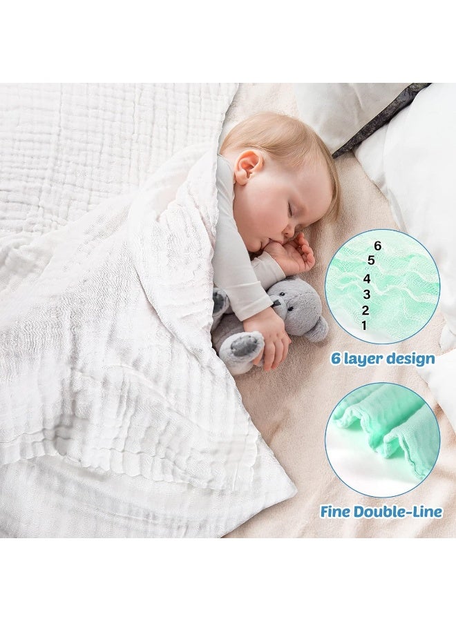 Chumia 6 Pack Baby Muslin Bath Towels Cotton Soft Infant Towels Large Swaddle Receiving Blankets - Image 5