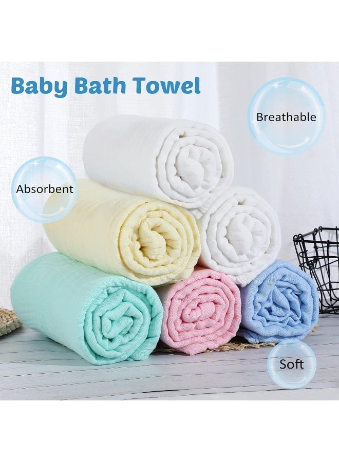 Chumia 6 Pack Baby Muslin Bath Towels Cotton Soft Infant Towels Large Swaddle Receiving Blankets - Image 3