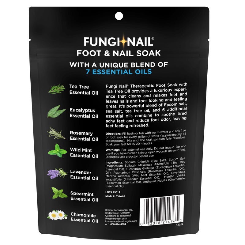 Fungi-Nail Foot & Nail Soak with Tea Tree Oil - Moisturize, Reduce Foot Odor, & Soothe Aching Feet - A Therapeutic Blend of Rich Mineral Epsom Salt, Pure Sea Salt, and 7 Essential Oils - 1 Pound - Image 5