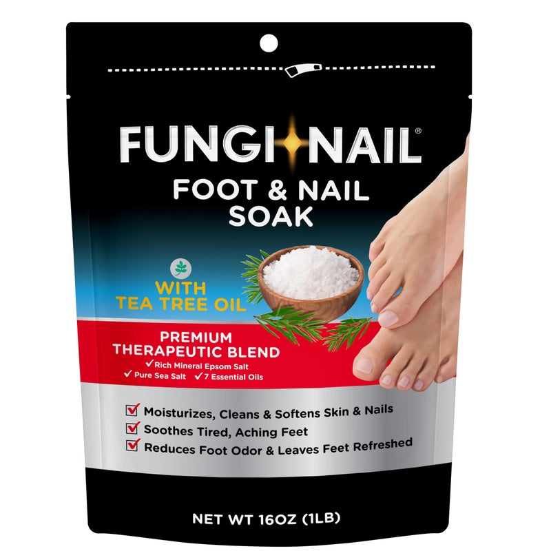 Fungi-Nail Foot & Nail Soak with Tea Tree Oil - Moisturize, Reduce Foot Odor, & Soothe Aching Feet - A Therapeutic Blend of Rich Mineral Epsom Salt, Pure Sea Salt, and 7 Essential Oils - 1 Pound - Image 1