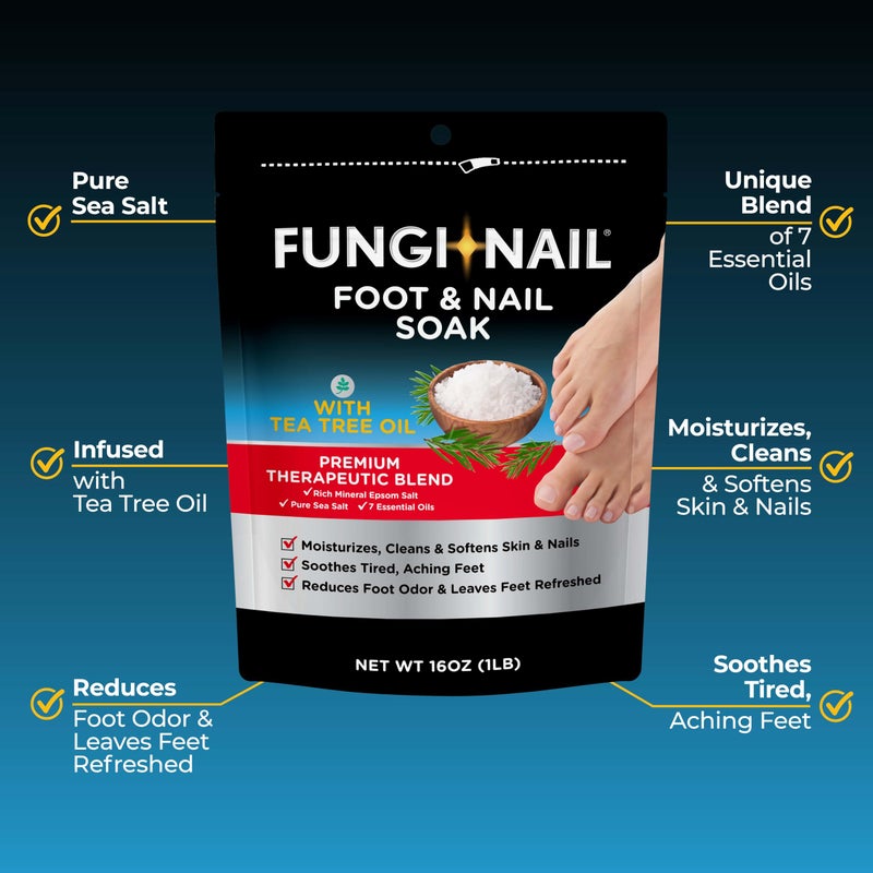 Fungi-Nail Foot & Nail Soak with Tea Tree Oil - Moisturize, Reduce Foot Odor, & Soothe Aching Feet - A Therapeutic Blend of Rich Mineral Epsom Salt, Pure Sea Salt, and 7 Essential Oils - 1 Pound - Image 2